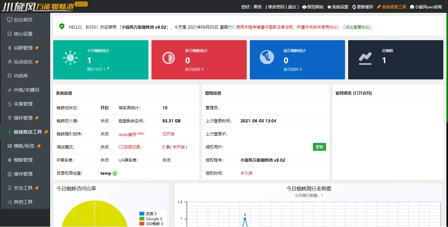 小旋风万能蜘蛛池程序 X9.02 功能全面升级版