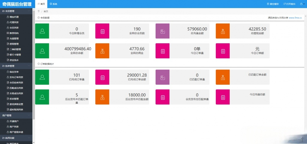 抢单跑分系统源码 PHP MySQL 代理商户后台