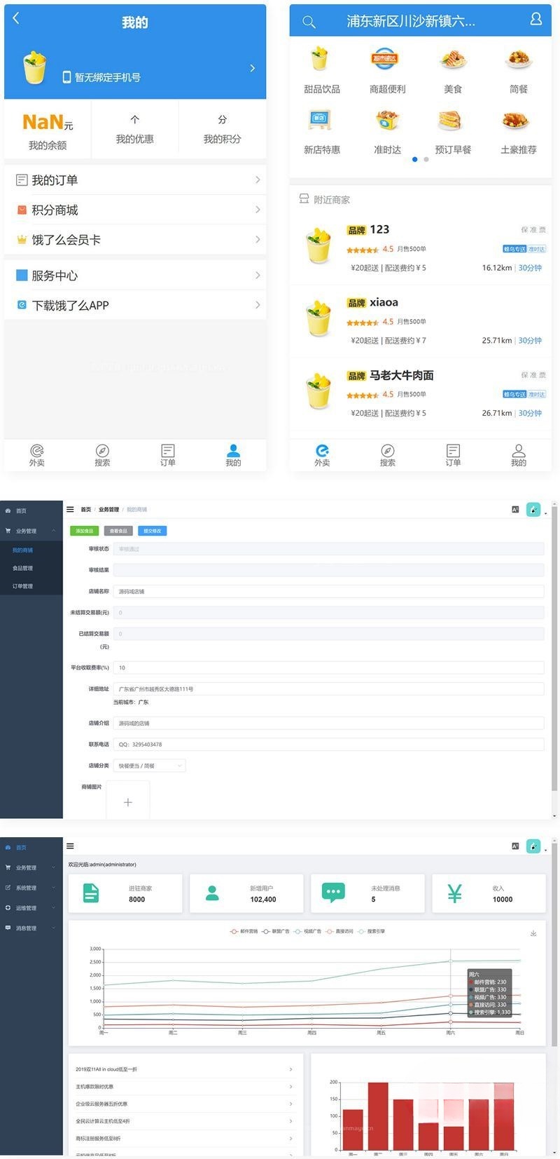 Spring Boot+Vue仿饿了么外卖系统源码 前后端分离