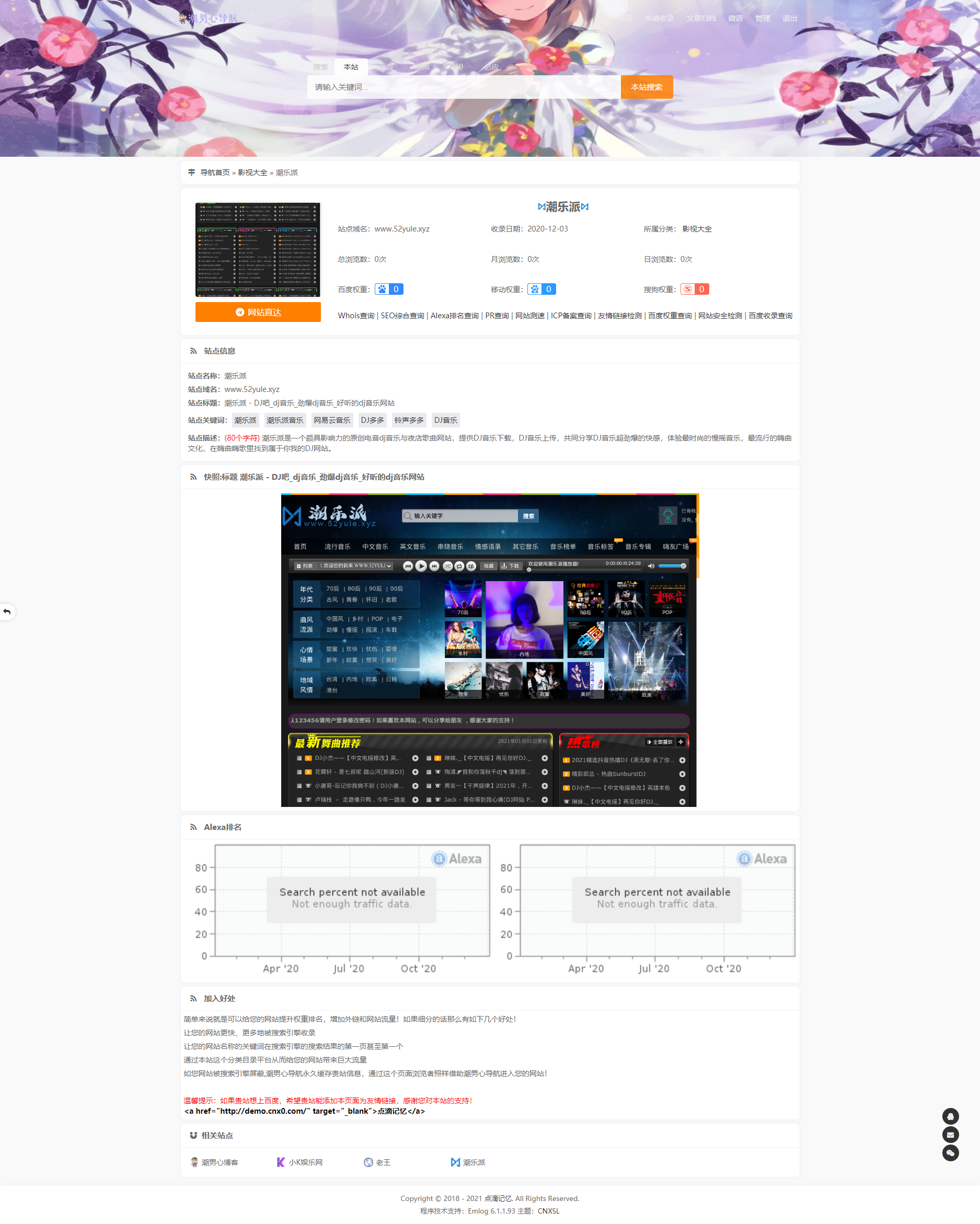 CNXSL emlog导航主题 收录网址与文章管理模板