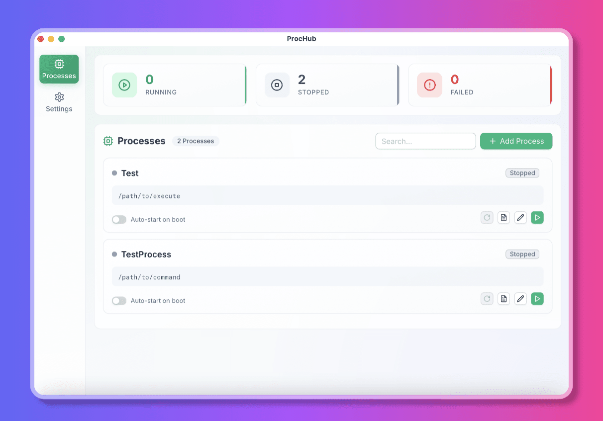 ProcHub 跨平台进程管理工具 Go+Vue3+TypeScript 源码